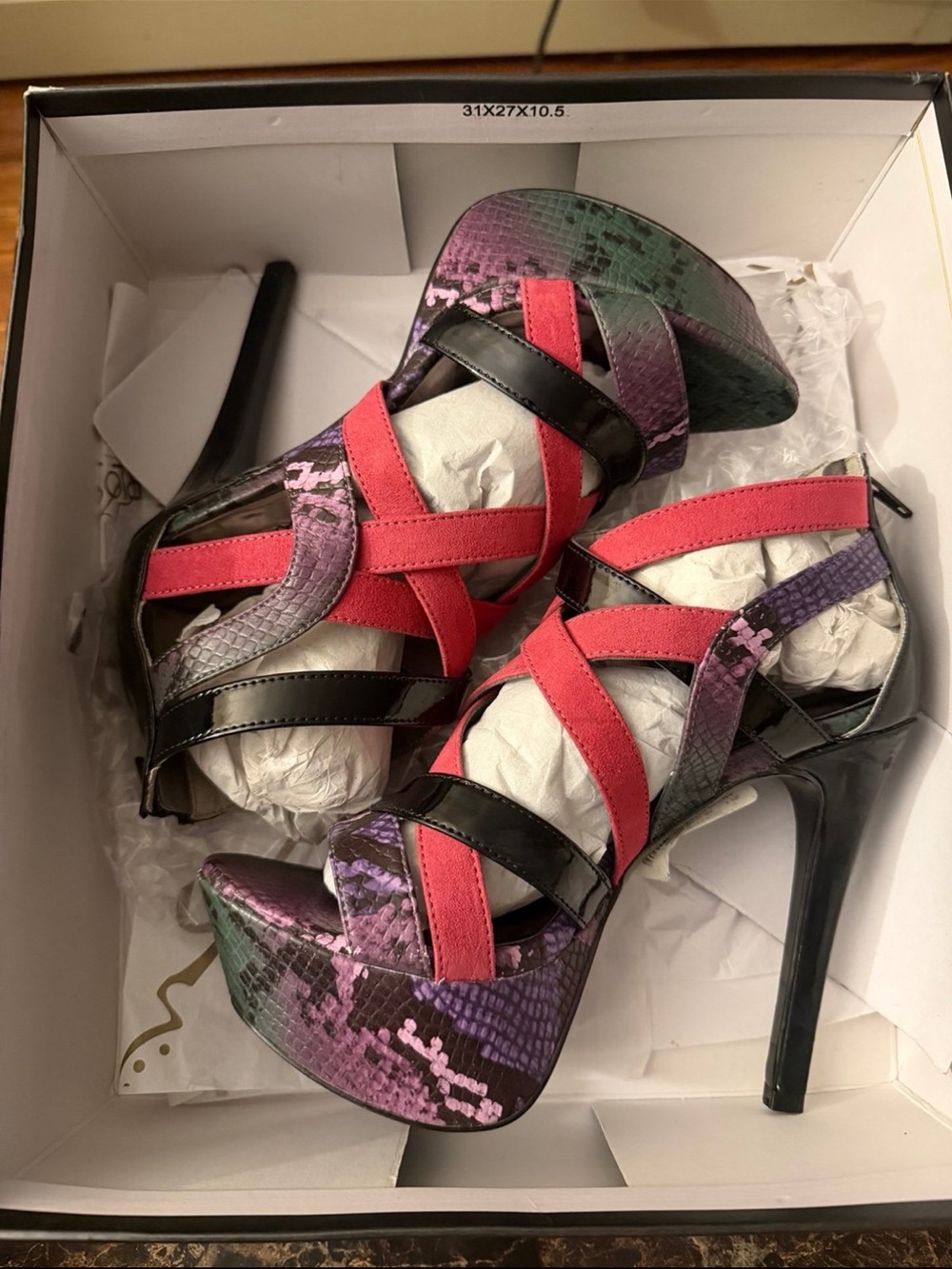 Brand new Carlos Santana multi color heels size 7 M